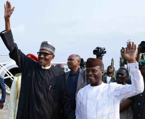 buhari and osinbajo on his return from london