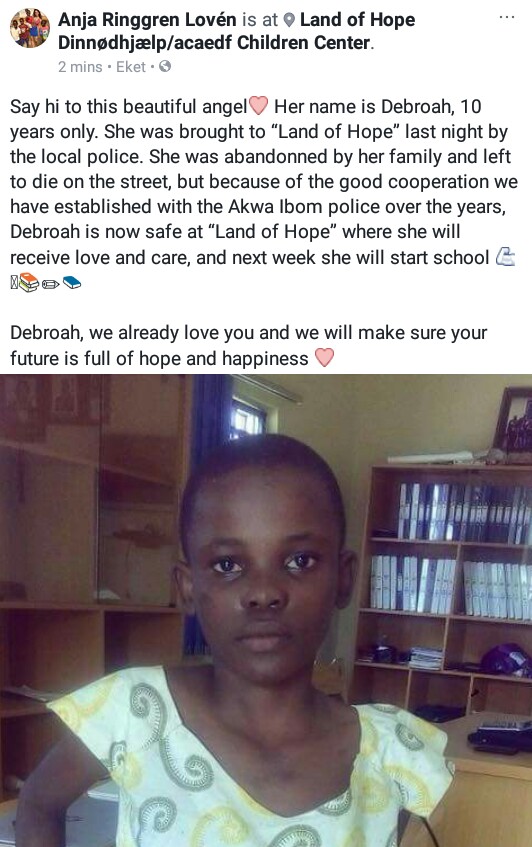 Photo: 10-year-old girl branded a witch, abandoned by her family and left to die on the streets of Akwa Ibom