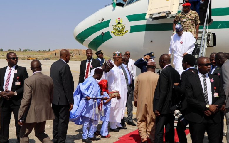 President-Buhari-arrives-Maiduguri