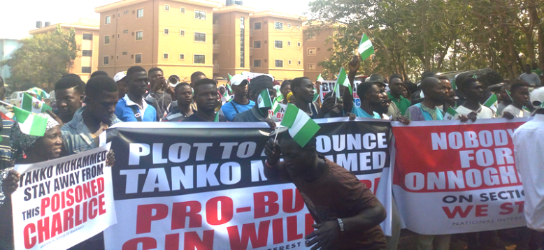 protesters. against cjn trial